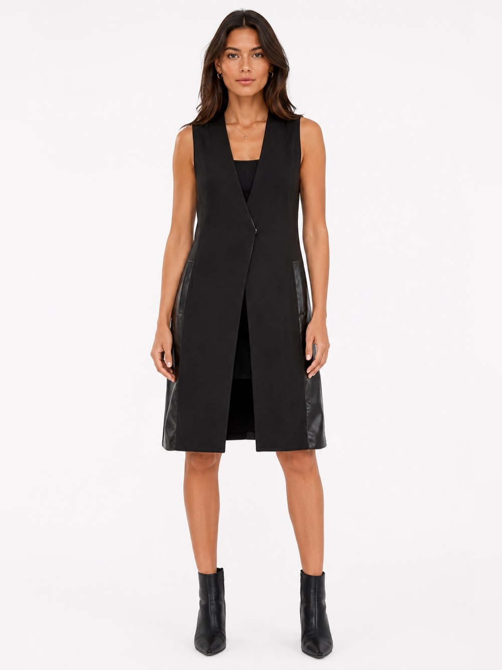 10DAYS Long Duster Vest Sleeveless Cardigan Black Minimalist Portugal S